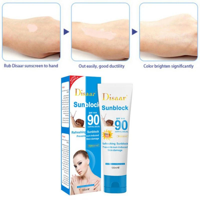 100ml Sunblock Face Sunscreen Cream Snail Disaar SPF 90++ Skin Damage