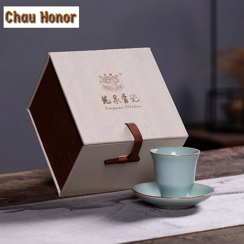 50ml Handmade Ru Kiln Porcelain Teacup Tea Bowl Saucer Kit Sample Tea Cup Tea-tasting Personal Cup Jianzhan Master Cups Teaware