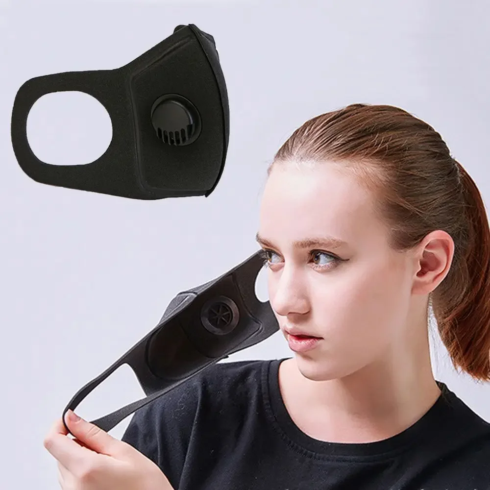 Men Women Anti Dust Mask Anti PM2.5 Pollution Face Mouth Respirator Black Breathable Valve Mask Filter 3D Mouth Cover 2