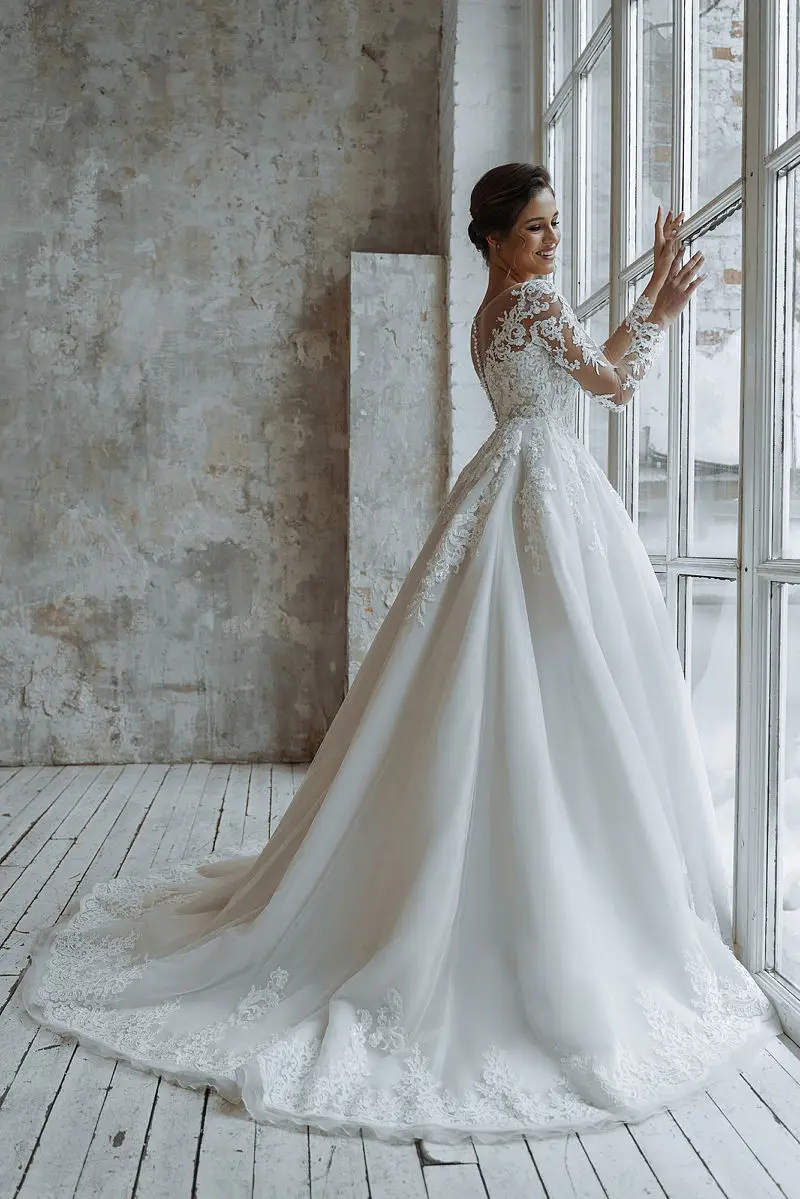 vestidos de novia  Customize To Measures Wedding Dress Long Sleeves Lace Appliques Princess For Women Customize To Measurs 2024 3