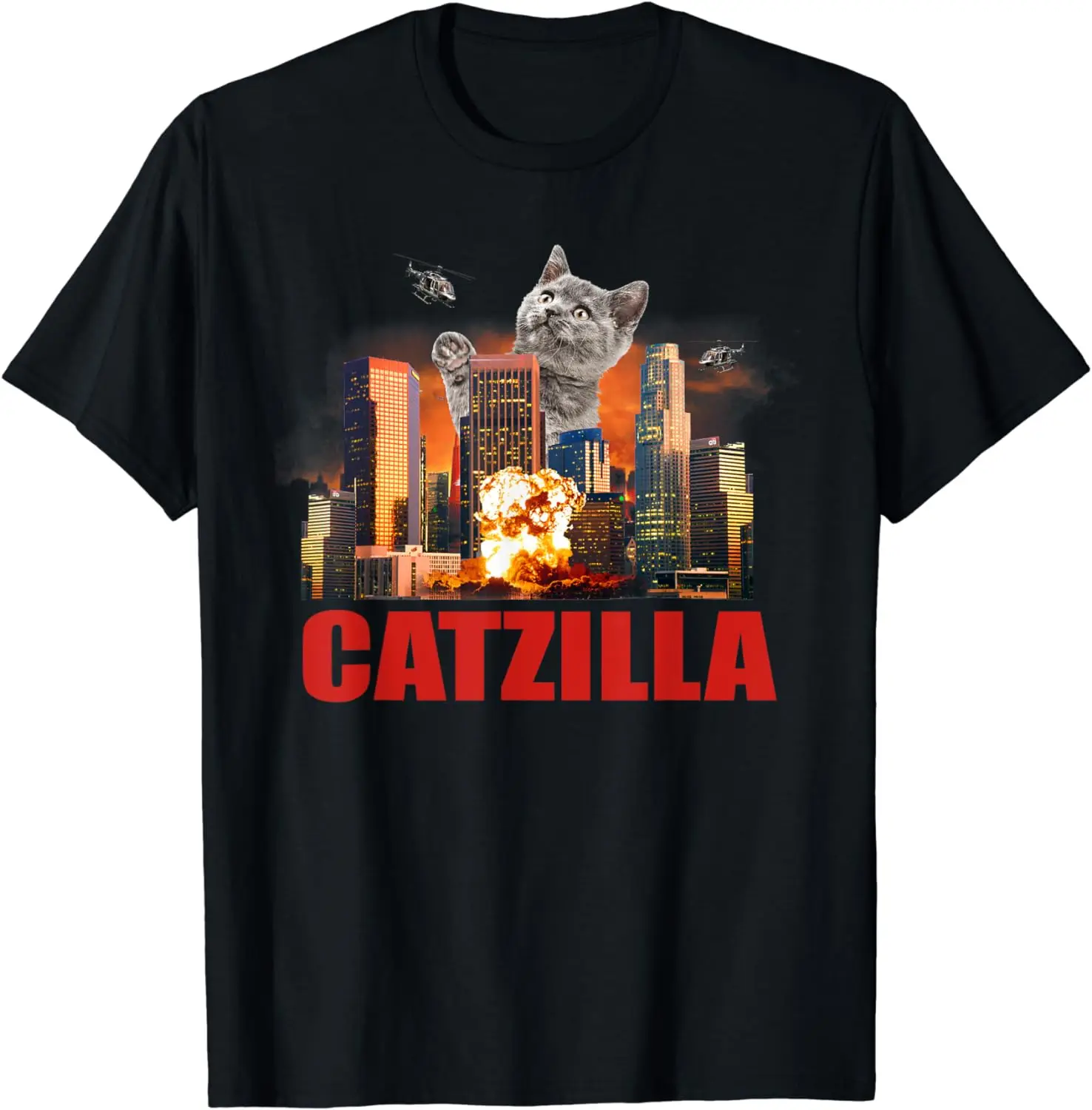 

Catzilla Funny Cat T-Shirt Fresh and breathable short sleeves for men and women
