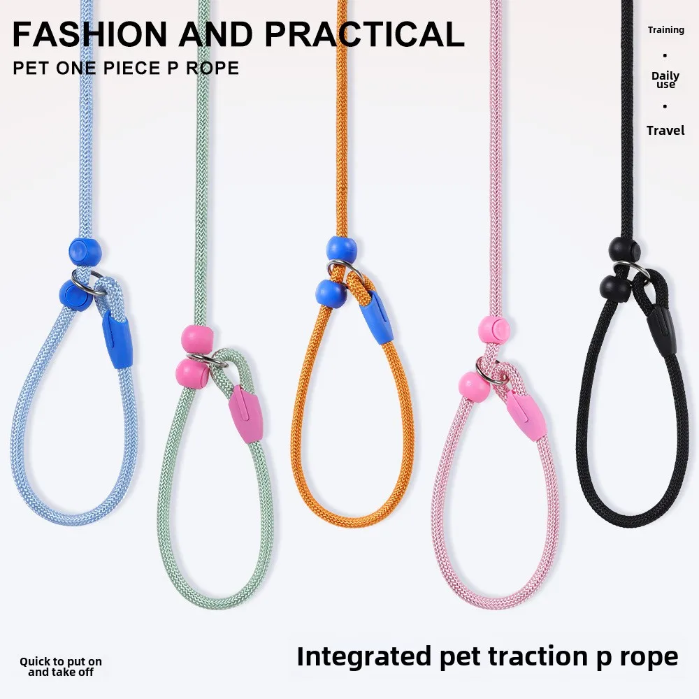 150cm Pet Dog Training Round Rope Light Weight Nylon P Chain Collar Adjustable for Small Medium Dogs Walking Leash Pet Supplies pet leash set dog traction rope