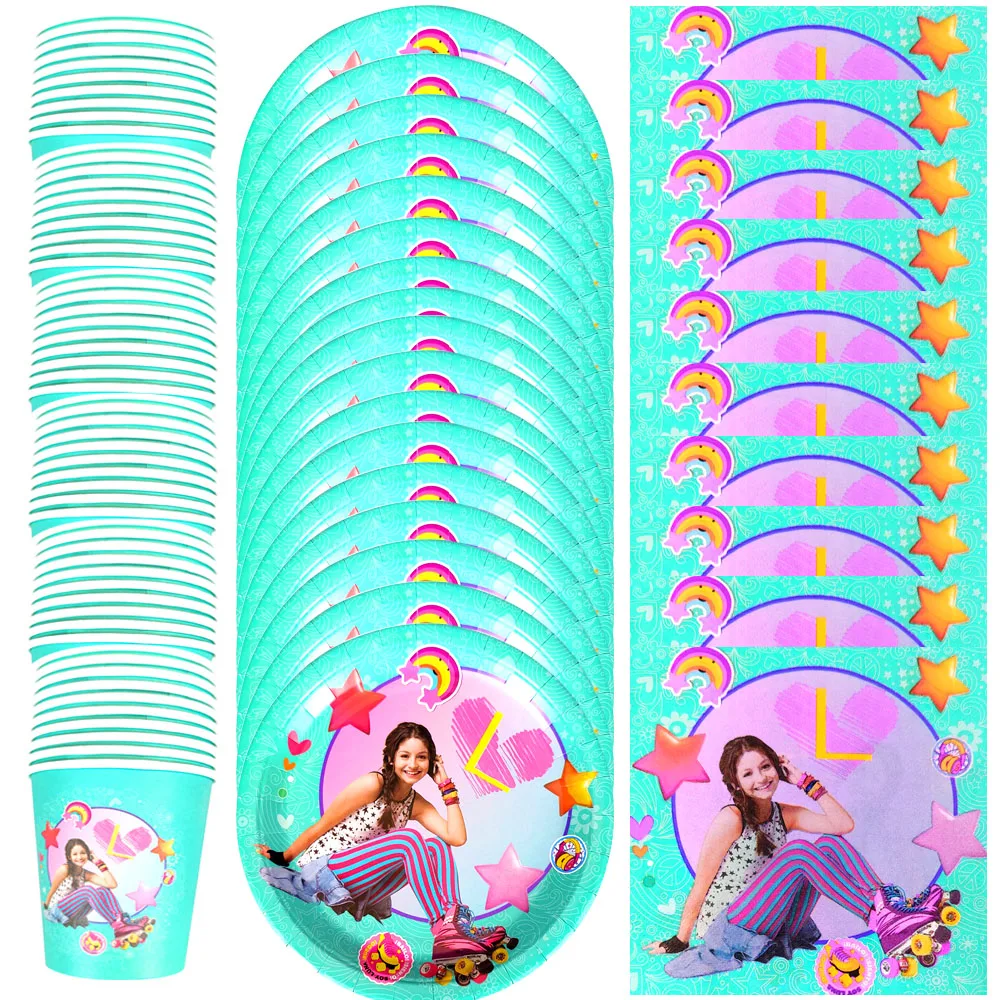 

60pcs/lot Soy Luna Theme Cups Plates Napkins Happy Birthday Party Kids Girls Favors Decorations Baby Shower Tableware Set