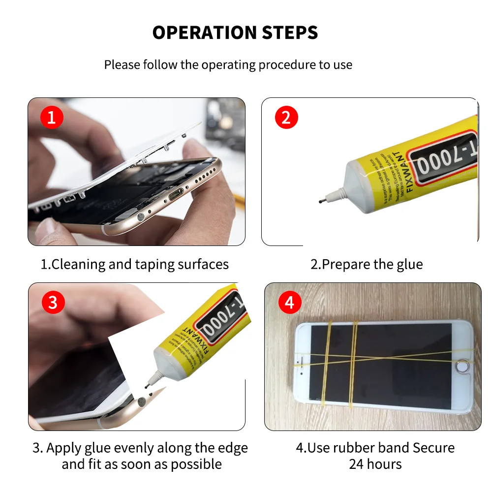FIXWANT T7000 Black Cellphone Tablet Repair Battery Cover LCD Frame Adhesive T-7000 Electronic Components Glue 15/50/110ML 4