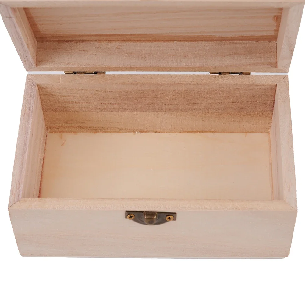 Retro Wooden Storage Box Plain Wood With Lid Multifunction Square Hinged Craft Gift Boxes For Home Supply Storage Decoration 4