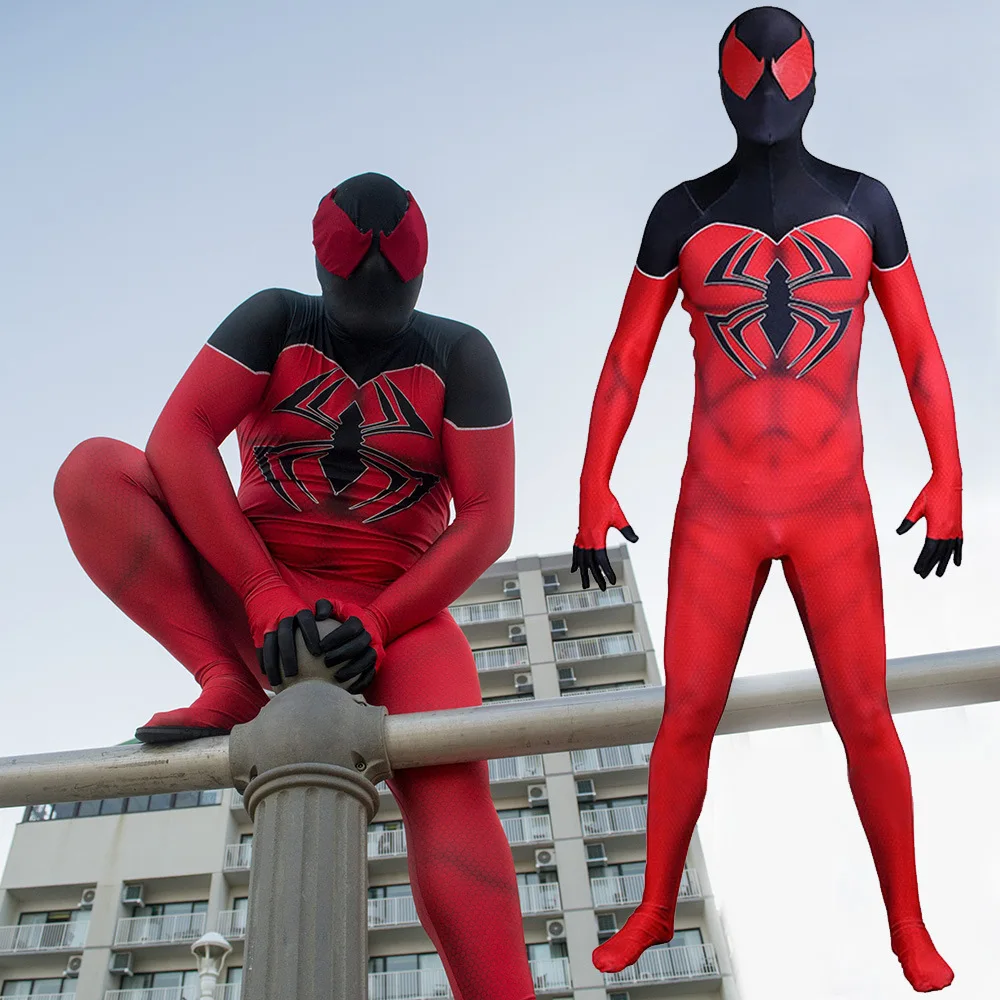 Scarlet Kaine Spiderman Costume Cosplay Supereroe Zentai Spandex Tute Spidey Boy Outfit Tuta Costume Di Halloween Adut Kid