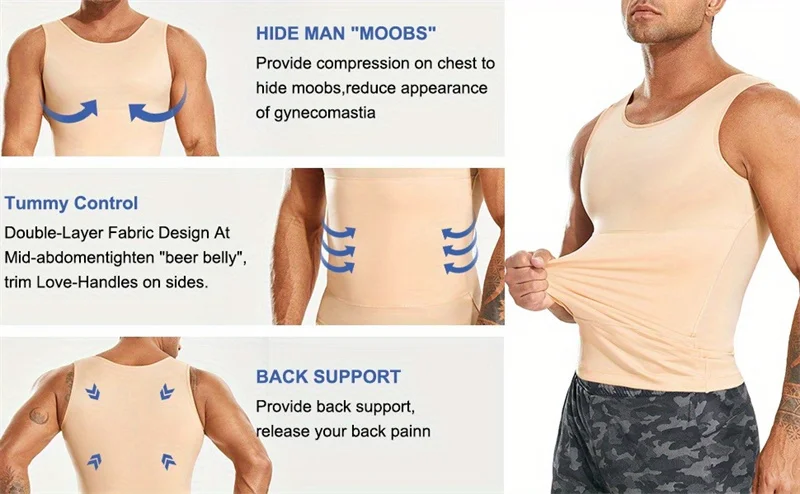 Description Picture 4 of itemMen's Compression Tummy Control Body Shaper Tank Top Vest Undershirt Tops All Season Shaping Sweatshirt