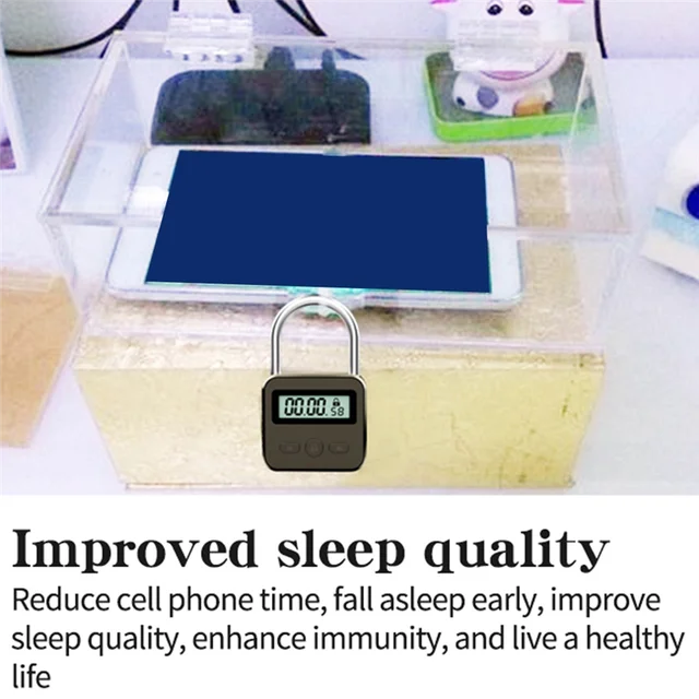 A003 Smart Time Lock LCD Display Electronic Timer Switch USB Rechargeable Timer Padlock Travel Electronic Timer-Black 4