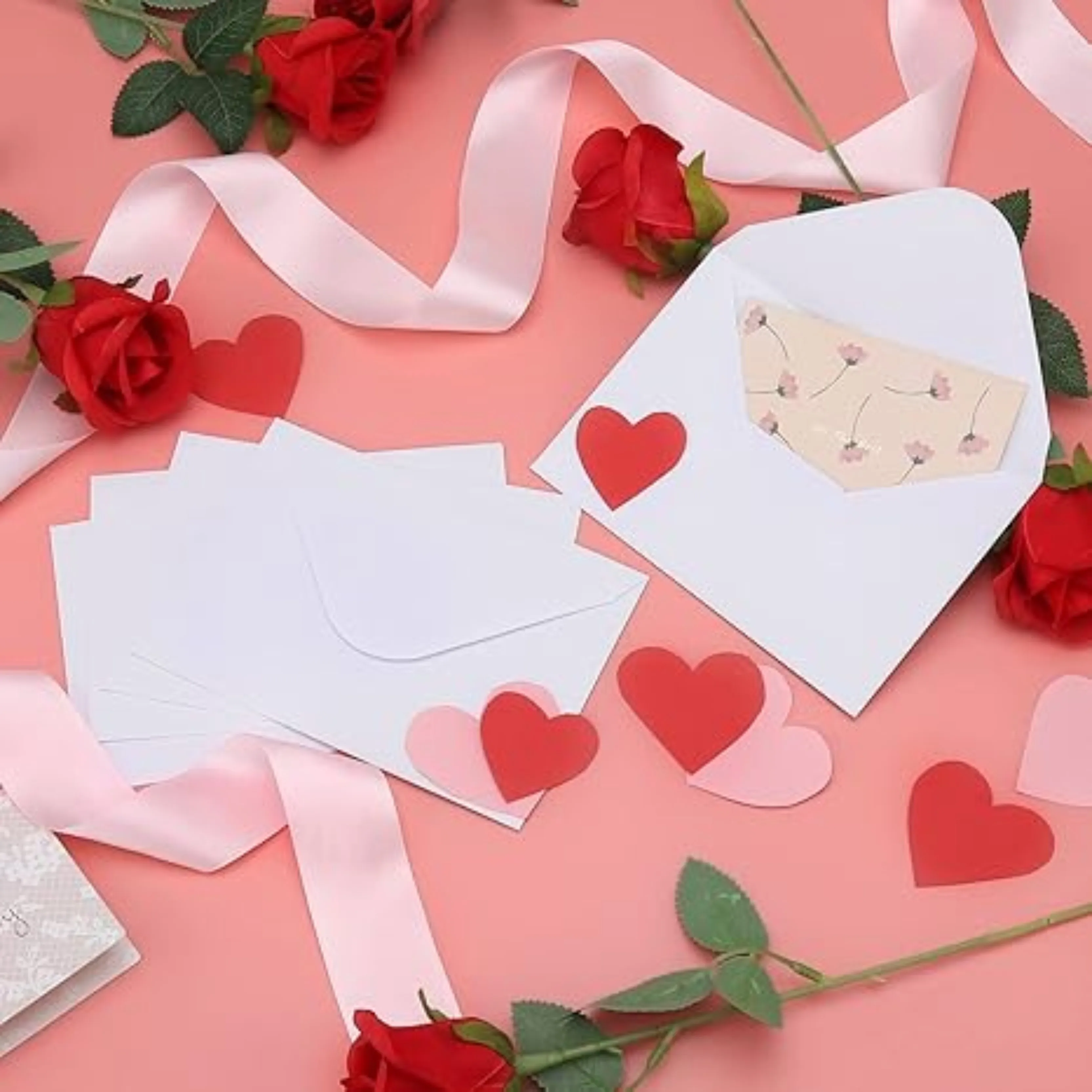 50 white 15.7 &times; 10.6cm envelopes with flip cover, suitable for engagement invitations, wedding invitations, announcements, etc