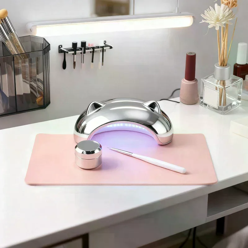 Foldable Nail Art Table Mat PU Leather Studio Desk Mat Nail Armrest Cushion Waterproof Hand Rest Pad Scratch Dirt Easy Cleaning