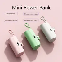 Mini Capsule Power Bank 10000mAh 2 IN 1 Built in Type-C Cable Large Capacity Fast Charging External Battery for IPhone Xiaomi 1
