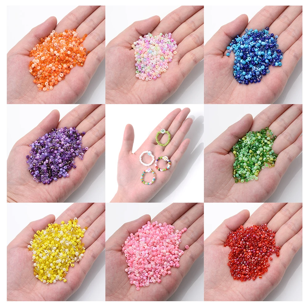 500pcs 3mm Czech Glass Seed Beads Mix Pink Green Round