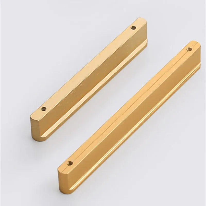 KK & FING 1PC 간단한 골드 닦았 주방 캐비닛 긴 문 손잡이 알루미늄 합금 옷장 찬장 문 가구 하드웨어를 당깁니다