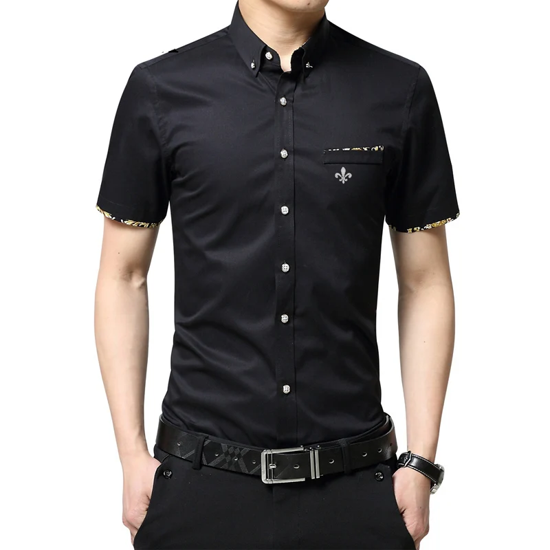 

2024 Shirt Male men casual shirts Cotton short sleeve slim fit dress shirt plus size clothing business clothes