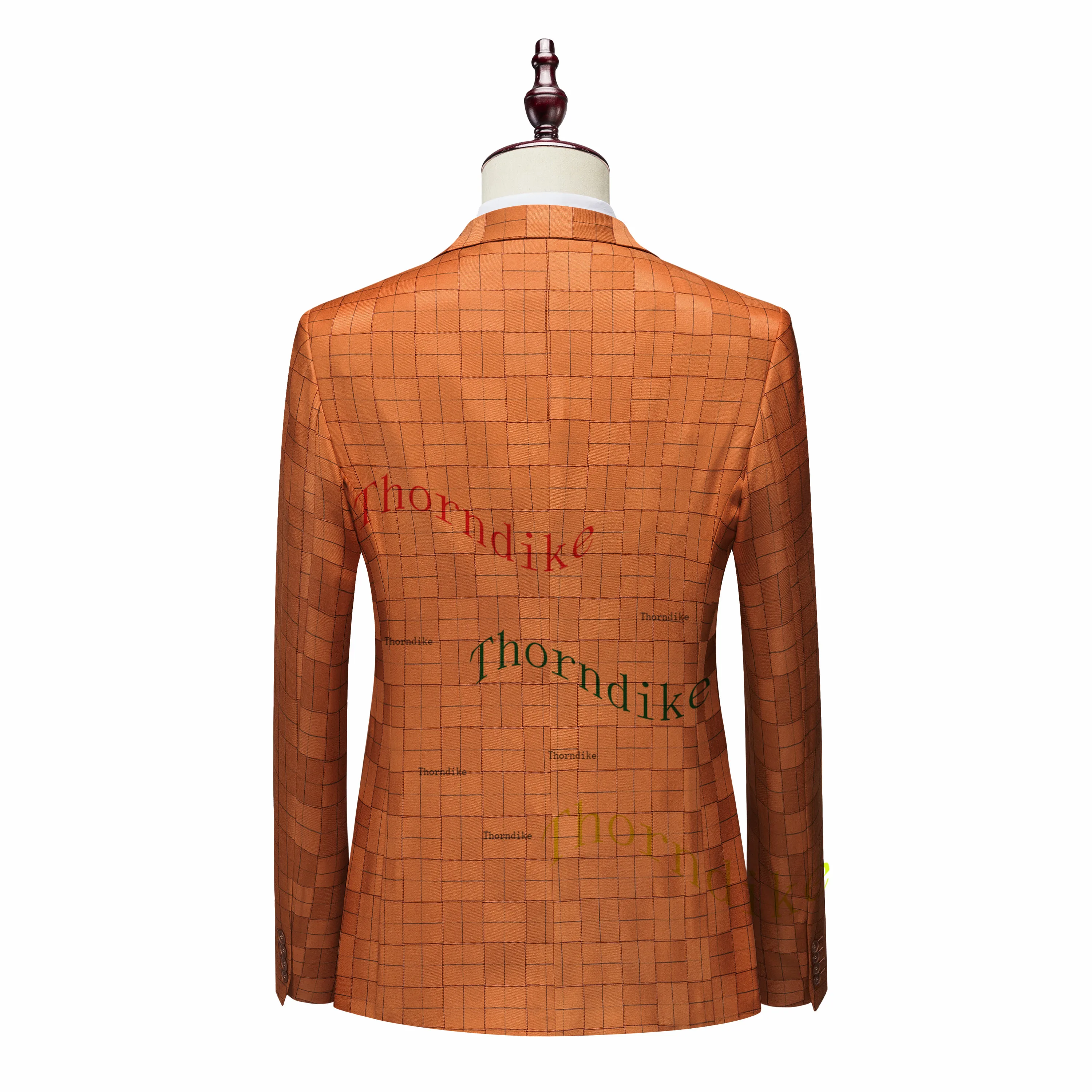 Thorndike Elegant Orange Single Breasted Men Suit Wedding Tuxedos Groom Suits For Male Business Men (Jacket+Pants+Vest)
