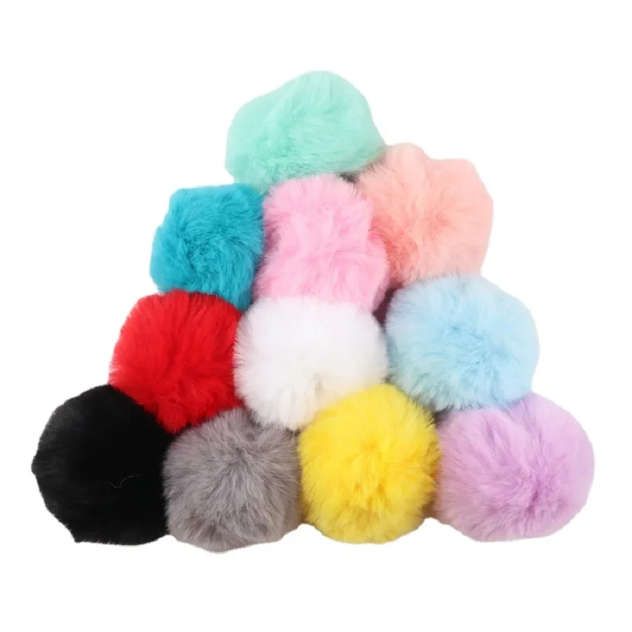 Cheerleading Pom Poms Mink Fur Pompoms 8cm Faux Rex Rabbit Fur Pompom Balls DIY Hairball Fur Pom Pom Balls Rubber Band Handmade Knit Clothing Hat Accessories