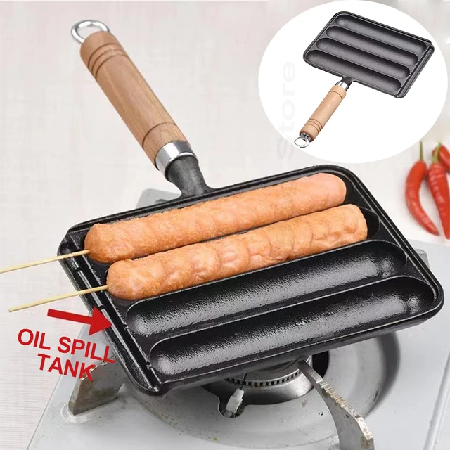 UPAN The Cast Iron Sausage Pan - Pre Seasoned Square Grill Pan for Kitchen  and Outdoor Use.