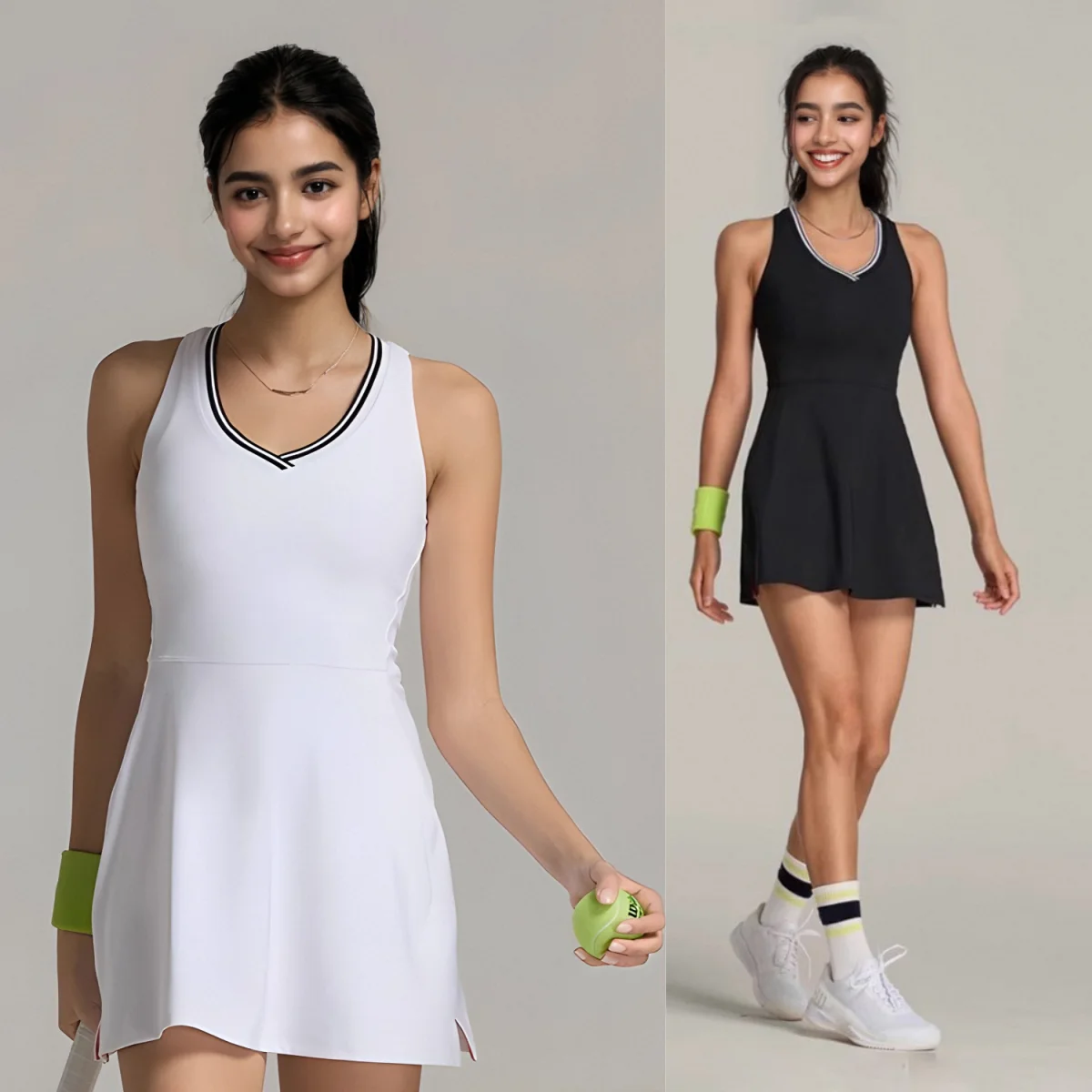 Tennis Dress Women Sleeveless Sports Suit Slim Outside Running Fitness Short Skorts Golf Badminton Tracksuits Padded Yoga Skirts
