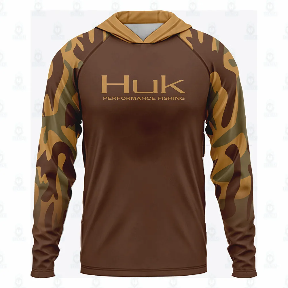 Huk 빠른 건조 남성용 낚시 셔츠, 긴팔 성능 셔츠, UV 낚시 셔츠, 얇은 통기성 야외 후드