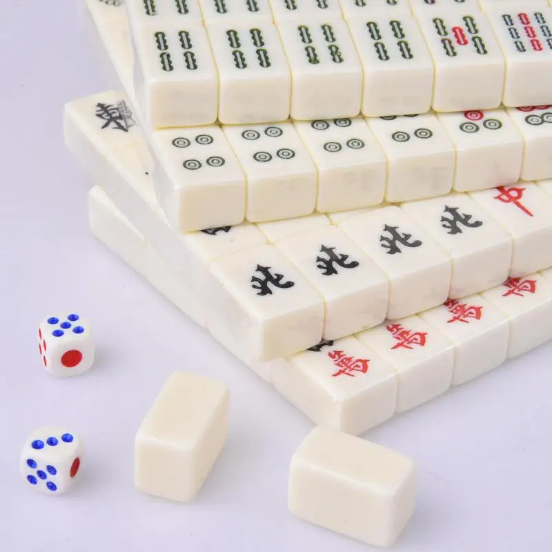 Mahjong Set 144Pcs Chinese Mahjong Game Set Mini Mahjong Board Game With Boxes Mahjong Tile Set For Family Travel Table Games