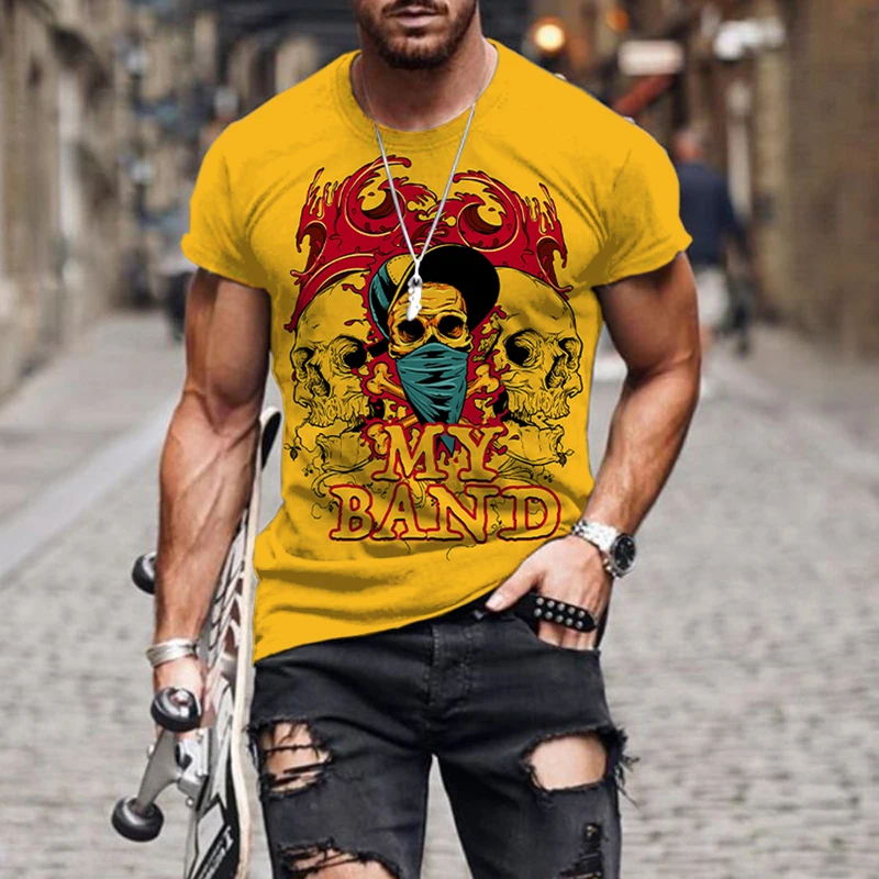 

2022 New Fashion Horror Skull Pattern men's 3DT shirt Casual street style personality short-sleeved men's funny Harajuku t-shirt