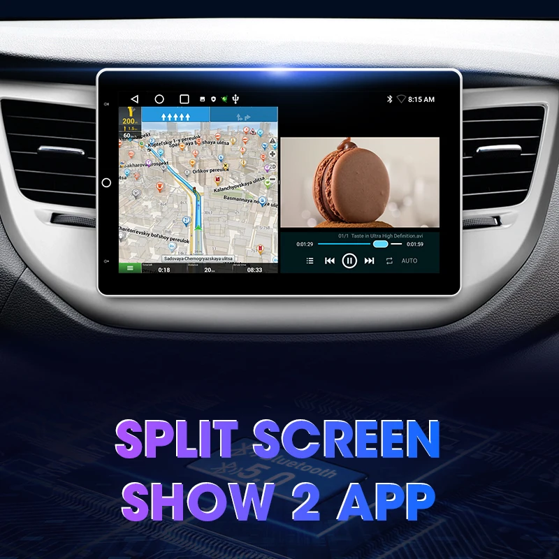 Srnubi Radio Multimedia Universal para Auto con Android Carplay de 10 Pulgadas, Reproductor 2Din con Pantalla IPS, Estéreo para Auto, Navegación GPS 4G, DSP, Pantalla Dividida, Unidad Principal 3