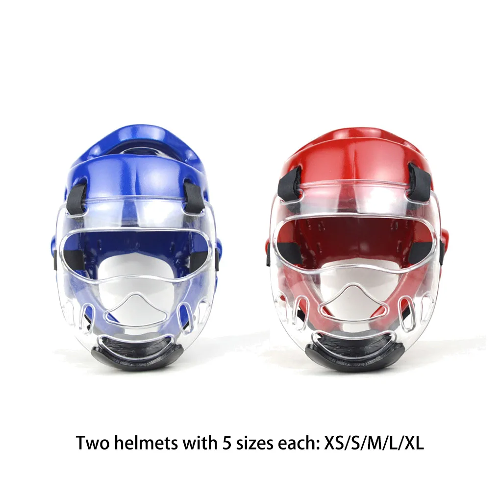 Anti-Scratch Kids Adult Shockproof Taekwondo Headgear Professional Multifunction Full Guard Head Protection Helmet Bue