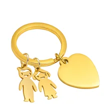 Vnox Free Custom Heart Family Love Keychains for Women Men Jewelry, Anti Allergy Stainless Steel Boys Girls Charm Keyring Gifts 