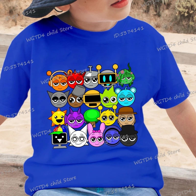 Sprunki T-shirt For Boys Girls Fashion Kids Tees Cute Game Figure Tshirt Summer Short Sleeve Anime Tops Sprunki T Shirt Gifts 4