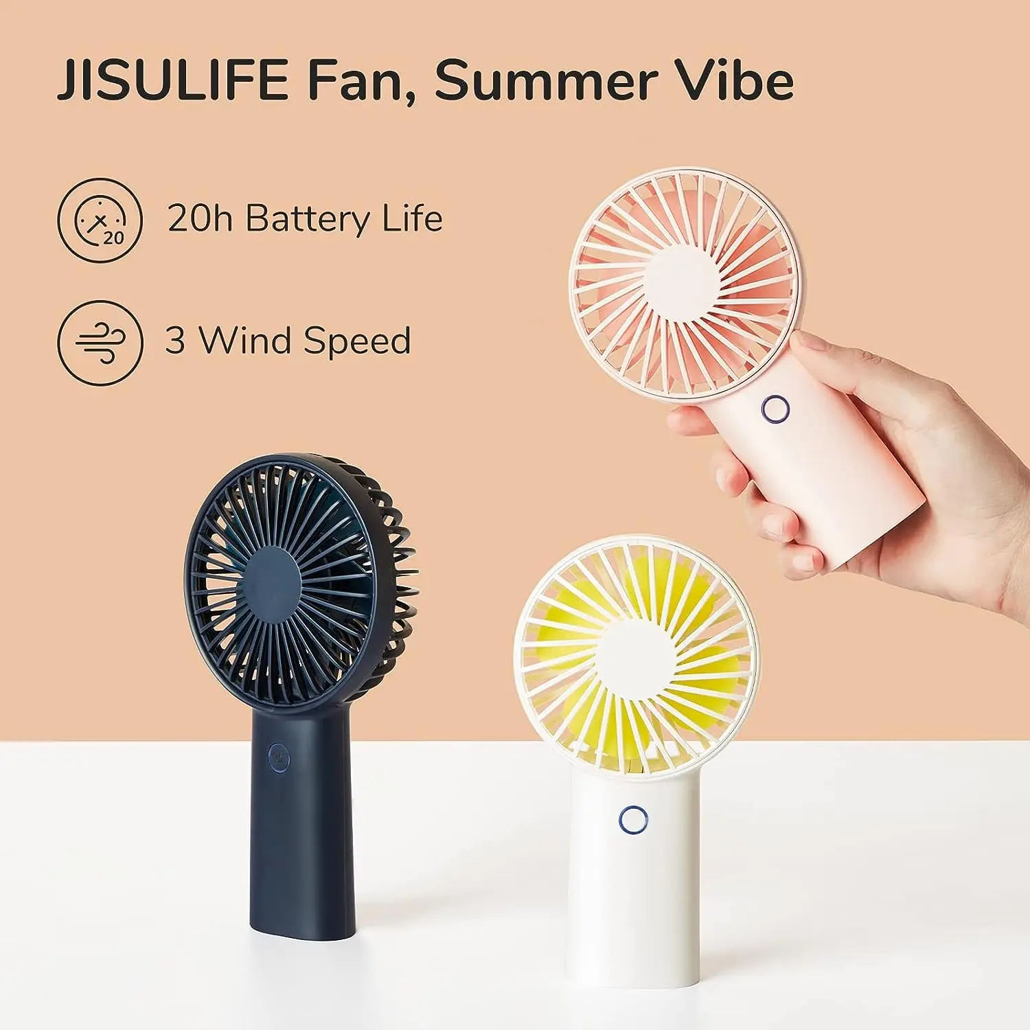 

JISULIFE Mini Portable USB Fan Strong Wind And Silent 4000mAh Rechargeable Battery Handheld Fan Cooling Fan Air Conditioning