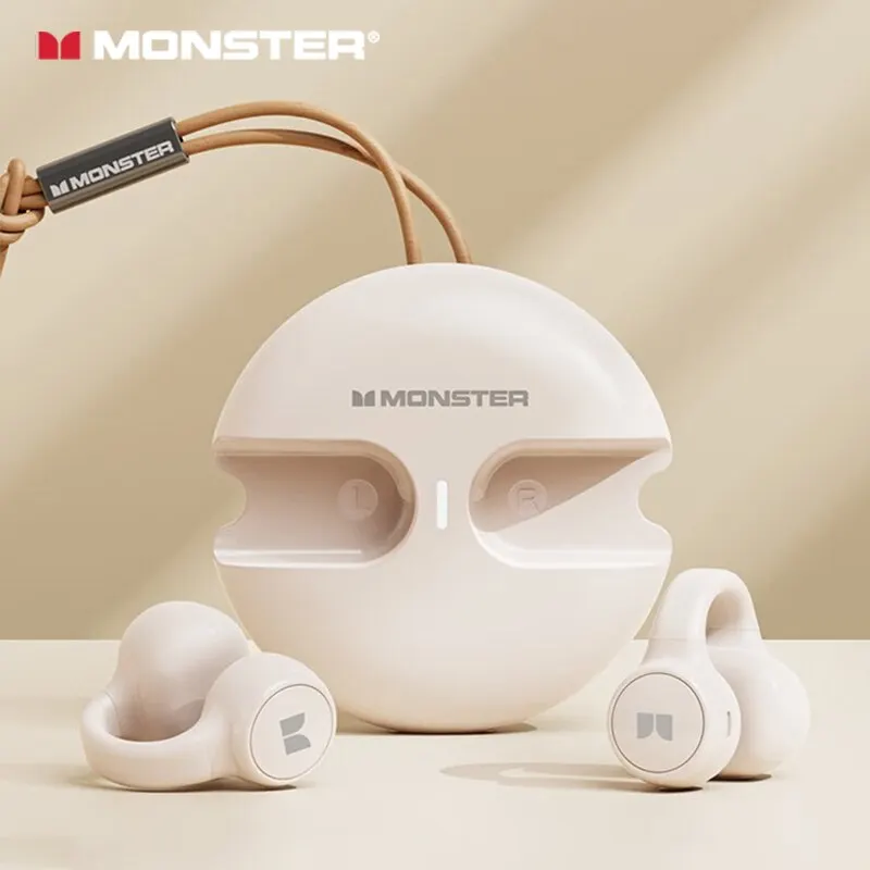Monster XKT21 무선 블루투스 이어폰 이어 클립 이어버드, 음악 게임 저..