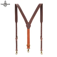 Tourbon Leather Tool Belt Clothing Suspenders Tactical Duty Belt Harness Tool belt Fully Adjustable Men 1