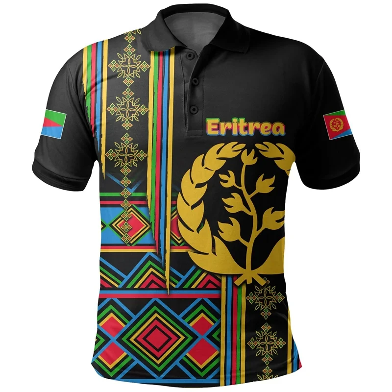 

Africa Eritrea National Emblem Flag 3D Print Men's Polo Shirt 2024 Summer New Casual Sportswear Short Sleeves Tees Tops Clothing