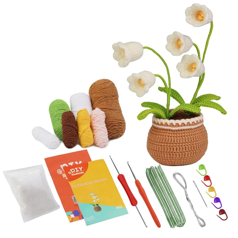 

Crochet Kits For Beginners Crochet Kit Bigger Potted Plants As Shown With Step-By-Step Video Tutorials