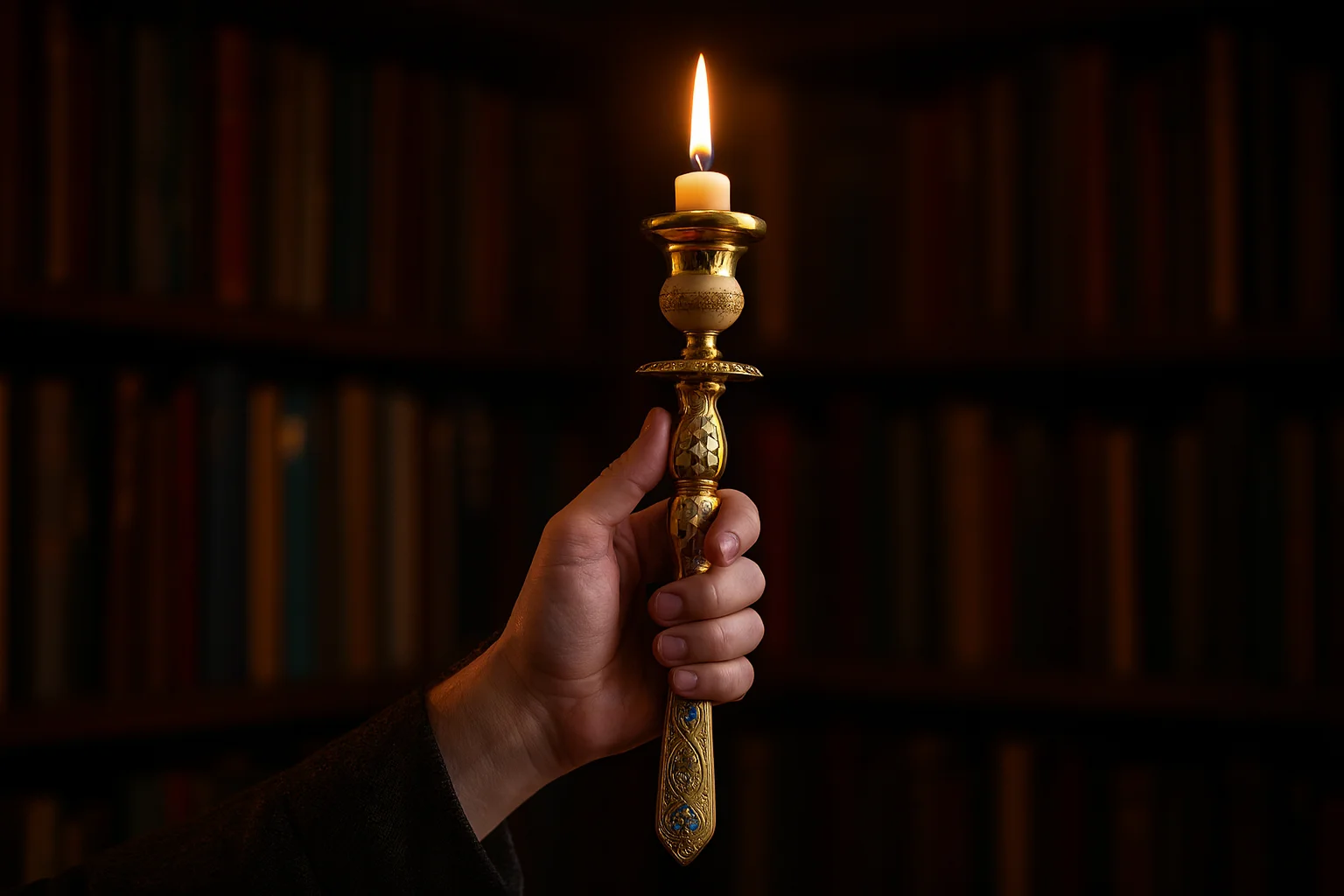 Orthodox Christian Handheld Candle Holder Gold - Plated Metal with Intricate Engravings and Enamel Accents Liturgical Religious