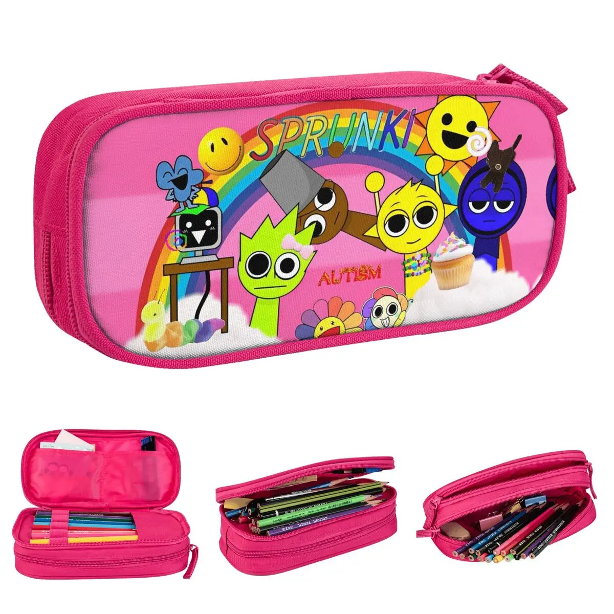 Sprunki Cartoon Game Pencil Case Lovely Pen Holder Bag for Student Big Capacity Office Gift Pencilcases