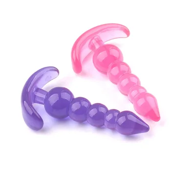 Silicone Jelly Beads Anal Dildo Butt Plug Prostate Massager Phalluses Erotic Toy Couples Women Men Dildo No Vibrator Sex Toys 3
