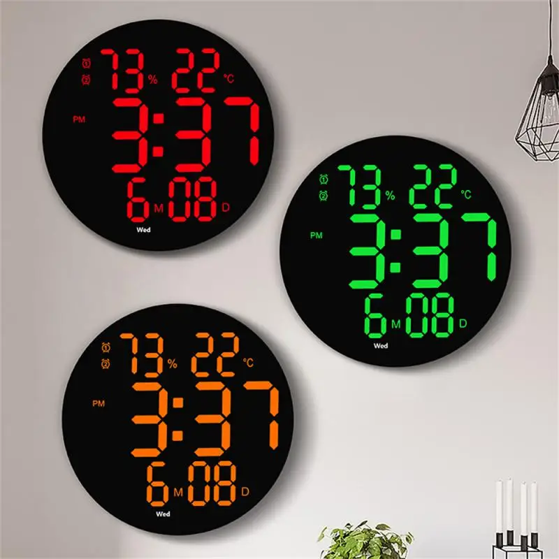 

Inch Big Digital Led Wall Clock Alarm with Calendar,Smart Brightness,Humidity,Temperature Thermometer.Modern Home Decor