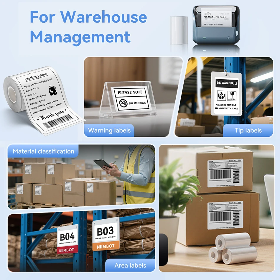 Large Size Labels for Niimbot B4 Portable 4inch Label Printer Shipping Barcode Tag Self-adhesive Stickers for Small Bussiness