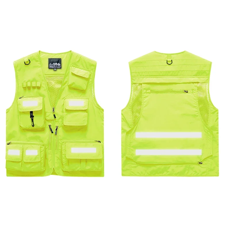 Camping Work Vest Multi Pocket Hunting Multipocket Man Fashion Leather Vests for Men Sleeveless Jacket Summer Mesh Motorcyclist