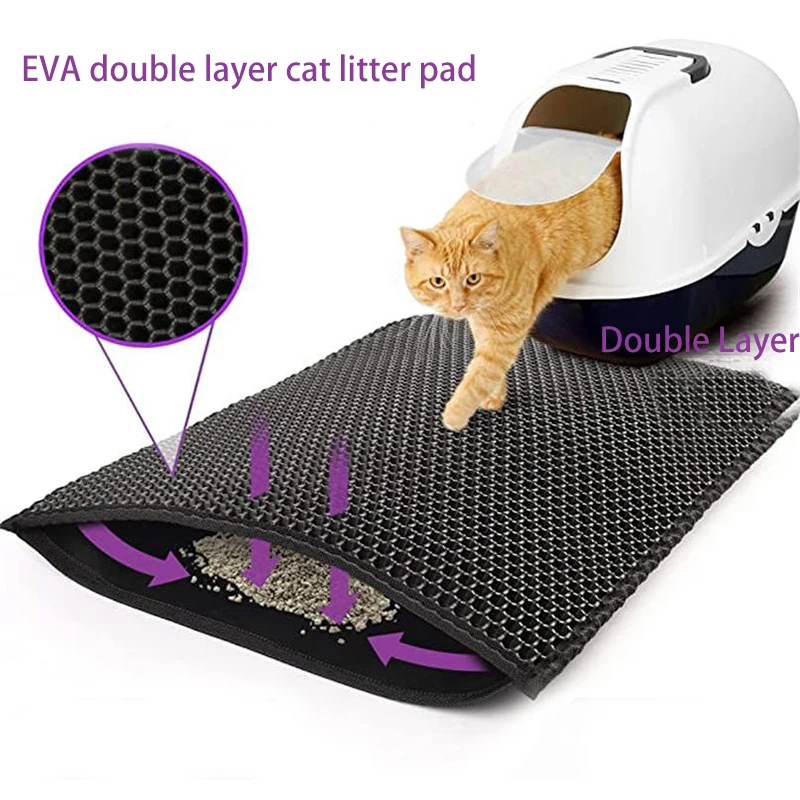 Waterproof Pet Cat Litter Mat Double Layer Pet Litter Box Mat Non slip