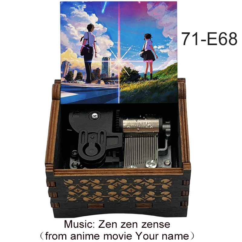 Black Wooden Mechanical Your Name Music Box Kimi no Na wa Zen zen zense Anime Fans Gift Children's Toys Birthday Cosplay Decor music box carousel music box