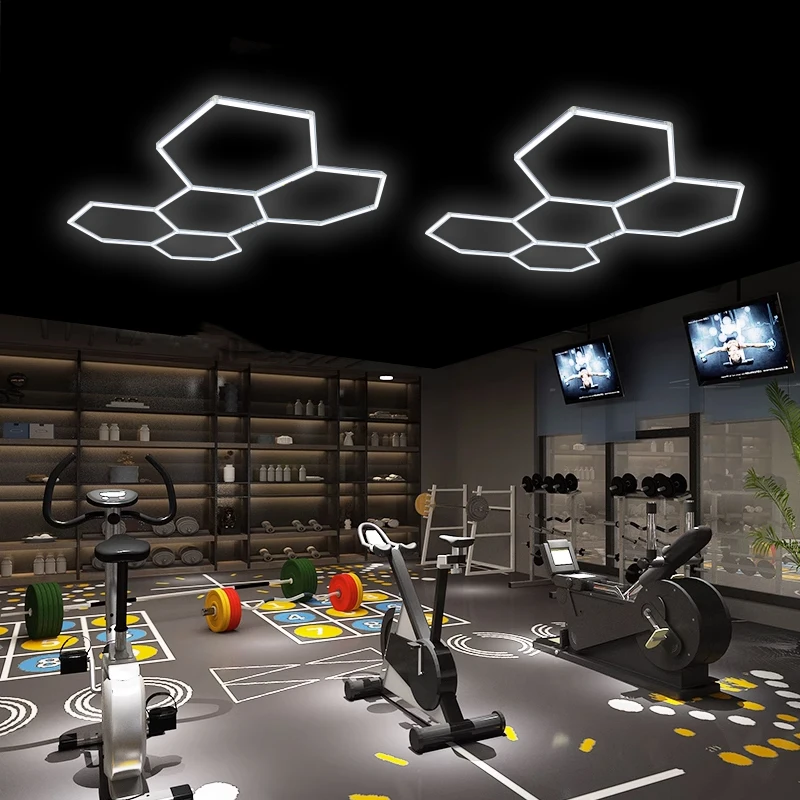 Garage Lamp Hexagon Lights Diy Led Tube Lamp Studio Workshop Ceiling Lamp Gym Office Mall Game Room Bedroom Atmosphere Lighting