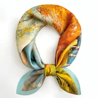 Luxury Design 70*70cm Silk Scarf Women Handkerchief Printed Female Brand Square Head Bandana Small Neck Muffler Hijab Lady Girl 2