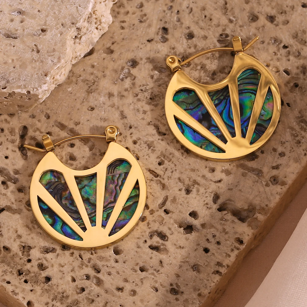 Holiday Must Have Daily Natural Shell Abalone Round Fan Shaped