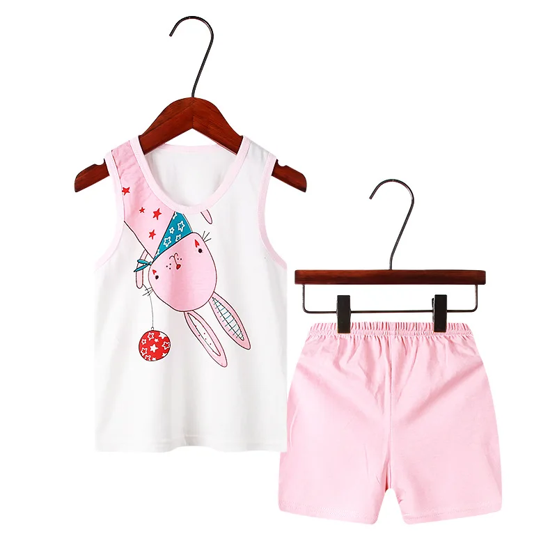 Kids Clothes Girls Child Vest Short 2pcs Cotton Cartoon Clothing Set for Boys 2 4 6 8 10 Years Children Kids Tracksuit Outfit disney clothing sets Clothing Sets