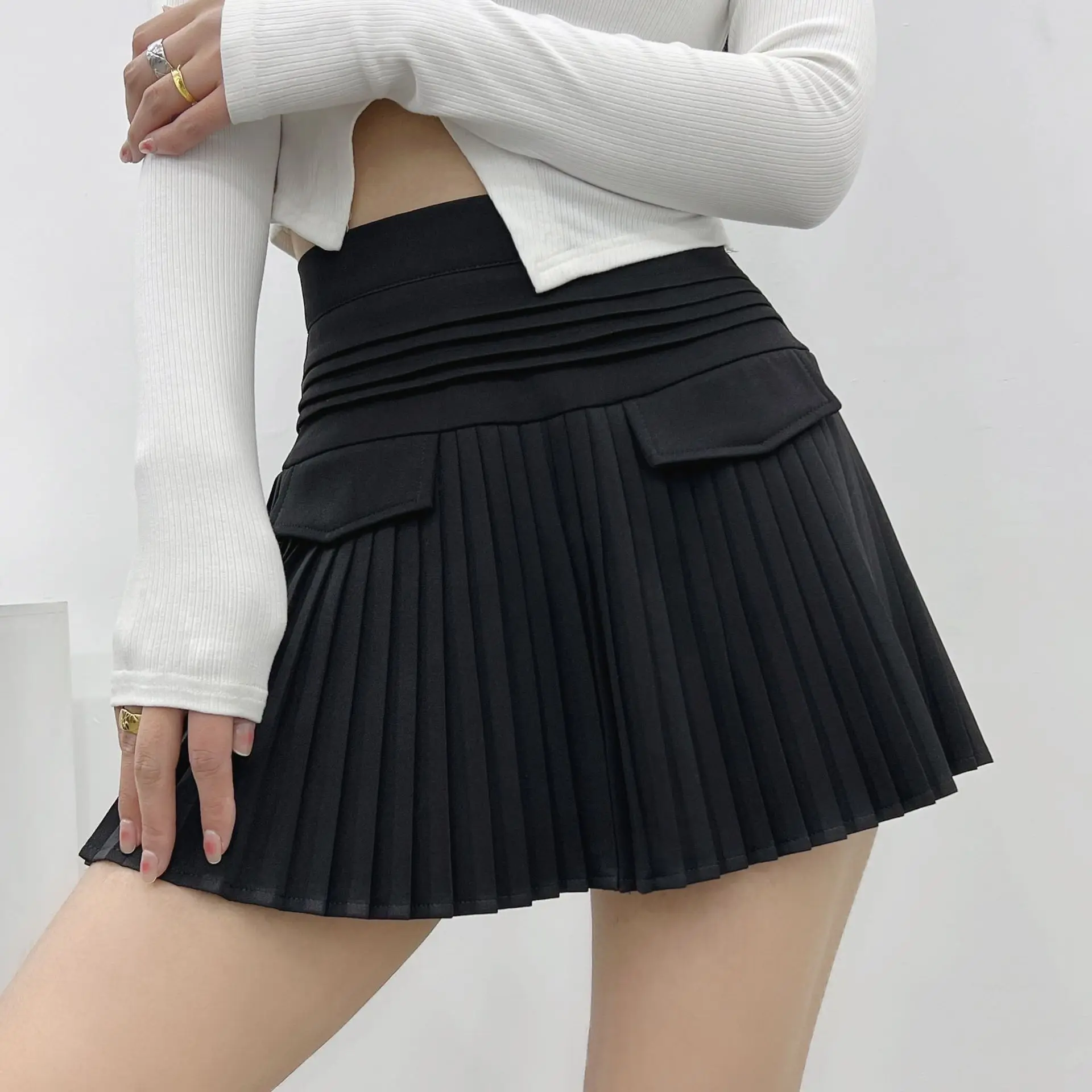 2022 New Spring Summer Fashion Korean Pleated Mini A-Line Skirt Women High Waist College Style Sweet Cute Kawaii Skirts plaid skirt