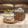 Glass Coffee Table for Living Room,3-Tier Modern Coffee Table for Small Space, Round Coffee Table Clear End for Home 3