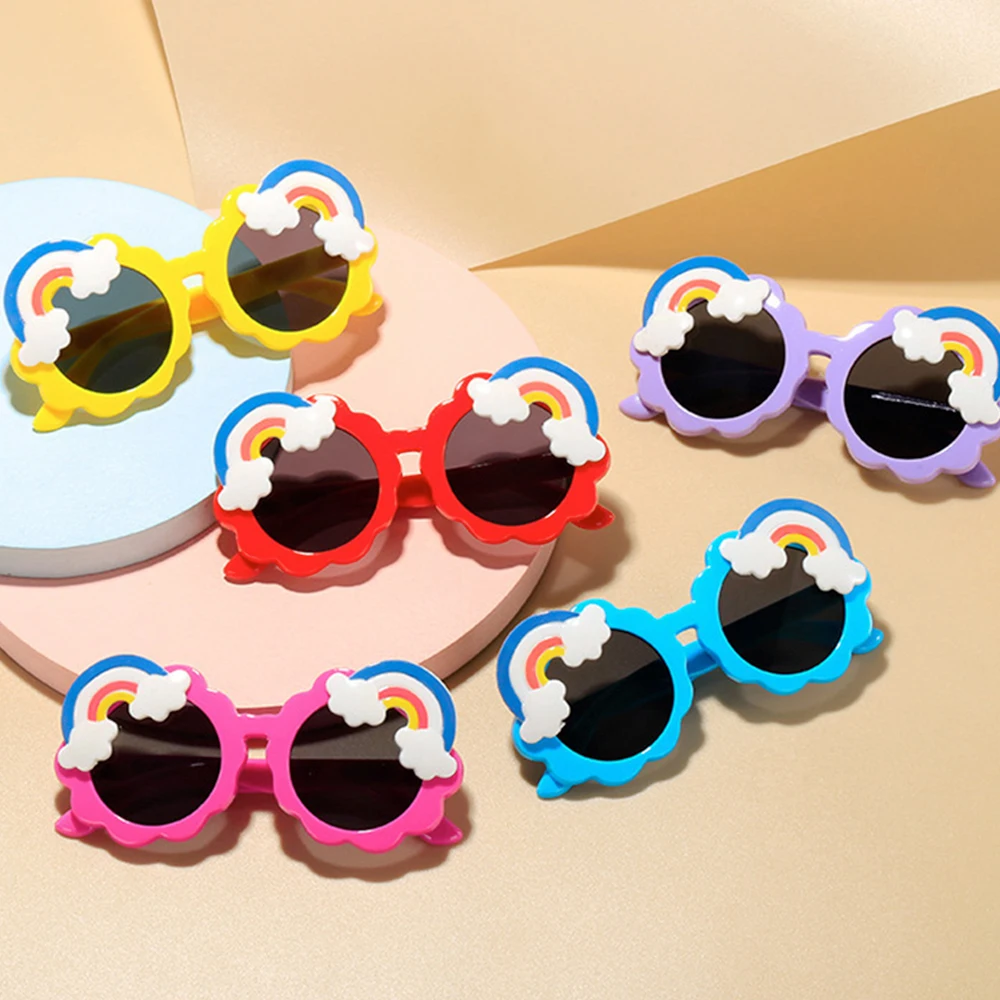 Round Sunglasses Kids Rainbow Sun Glasses Girls Children Colorful Eye Lenses Baby Shades Boys Mirror Junior's Eyeglasses