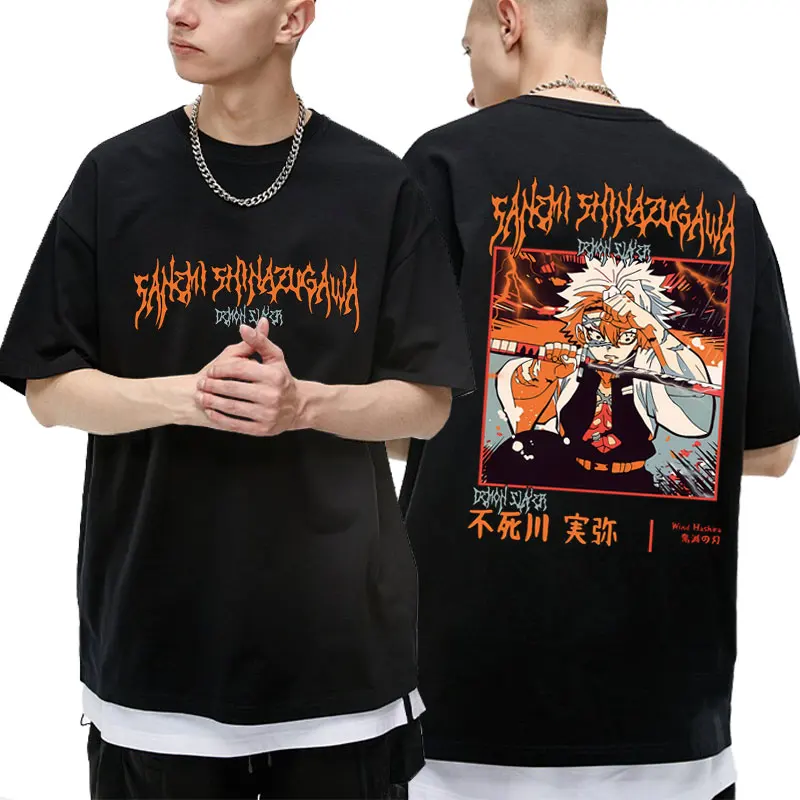 

Anime Demon Slayer Shinazugawa Sanemi Print T Shirts Short Sleeve Man Manga Oversized Streetwear Male Kimetsu No Yaiba T-shirt